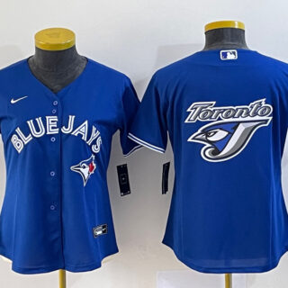 Women's Toronto Blue Jays Blue Team Big Logo Stitched Baseball Jersey(Run Small)