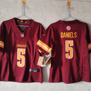 Women's Washington Commanders #5 Jayden Daniels Burgundy 2024 F.U.S.E. Draft Stitched Jersey(Run Small)