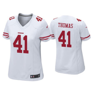 Women 49ers #41 Ambry Thomas White Jersey