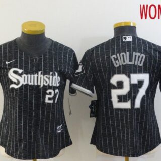 Women Chicago White Sox 27 Giolito City Edition Black Game Nike 2021 MLB Jerseys