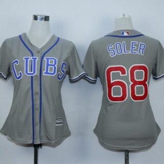 Women Cubs 68 Jorge Soler Gray Women Jersey