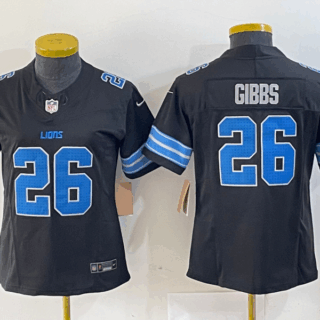 Women Detroit Lions #26 Jahmyr Gibbs Black 2024 F.U.S.E. 2nd Alternate Vapor Limited Stitched