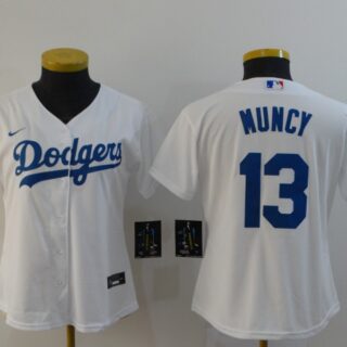 Women Dodgers 13 Max Muncy White Women 2020 Nike Cool Base Jersey