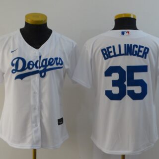 Women Dodgers 35 Cody Bellinger White Women 2020 Nike Cool Base Jersey