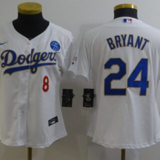 Women Dodgers 8 Kobe Bryant White Women Nike 2021 Gold Program KB Flexbase Jersey