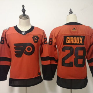 Women Flyers 28 Claude Giroux Orange Women 2019 NHL Stadium Series Adidas Jersey