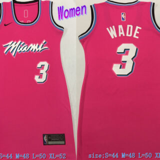 Women Heat 3 Dwyane Wade Pink Women Nike Swingman Jersey