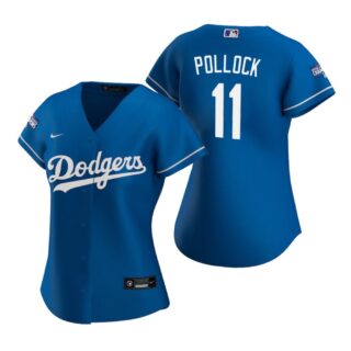 Women Los Angeles Dodgers 11 A.J. Pollock Royal 2020 World Series Champions Replica Jersey