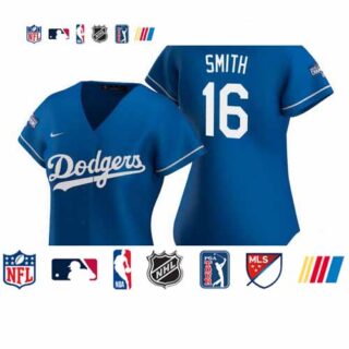 Women Los Angeles Dodgers #16 Will Smith Royal 2020 World Series Champions Replica Jersey