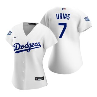 Women Los Angeles Dodgers #7 Julio Urias White 2020 World Series Champions Replica Jersey