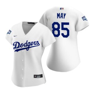 Women Los Angeles Dodgers #85 Dustin May White 2020 World Series Champions Replica Jersey