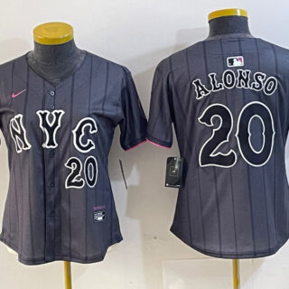 Women New York Mets #20 Pete Alonso Graphite 2024 City Connect Limited Stitched Baseball Jersey
