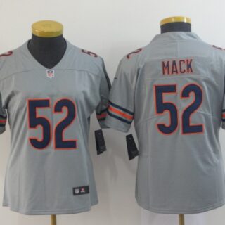 Women Nike Bears 52 Khalil Mack Gray Women Inverted Legend Limited Jersey