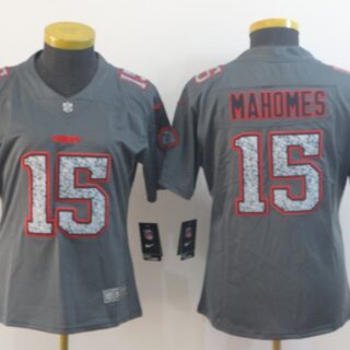 Women Nike Chiefs 15 Patrick Mahomes Gray Camo Women Vapor Untouchable Limited Jersey