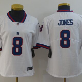 Women Nike Giants 8 Daniel Jones White Women Color Rush Limited Jersey