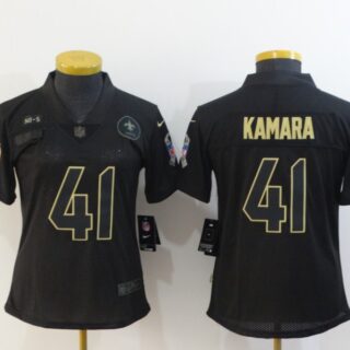 Women Nike Saints 41 Alvin Kamara Black Women 2020 Salute To Service Limited Jersey