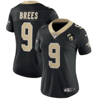 Women Nike Saints 9 Drew Brees Black Women W Tom Benson Patch Vapor Untouchable Limited Jersey