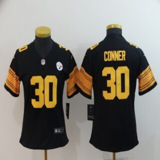 Women Nike Steelers 30 James Conner Black Women Color Rush Limited Jersey
