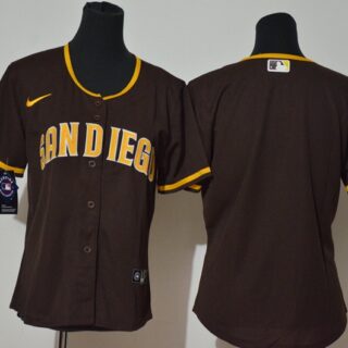 Women Padres Blank White Brown Cool Base Jerseys