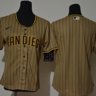 Women Padres Blank White Brown Cool Base Women Jersey