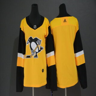 Women Penguins Blank Yellow Women Adidas Jersey