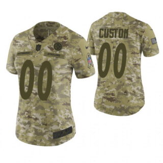 Women Pittsburgh Steelers Custom Camo 2018 Salute To Service Limited Jersey