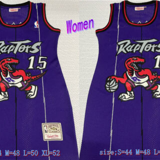 Women Raptors 15 Vince Carter Purple Women Hardwood Classics Mesh Jersey