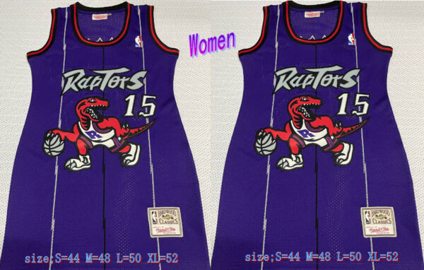 Women Raptors 15 Vince Carter Purple Women Hardwood Classics Mesh Jersey