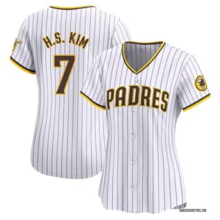 Women San Diego Padres #7 Ha Seong Kim White Stitched White Jersey