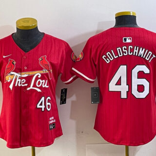 Women St. Louis Cardinals #46 Paul Goldschmidt Red 2024 City Connect Stitched Baseball Jersey