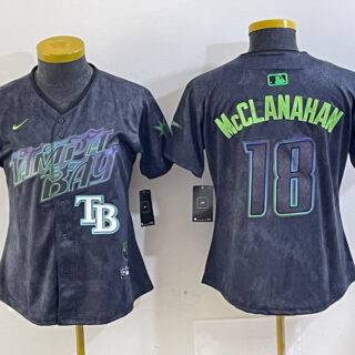 Women Tampa Bay Rays #18 Shane McClanahan Charcoal 2024 City Connect Limited Stitched Baseball Jersey