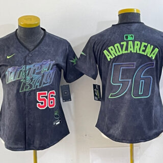Women Tampa Bay Rays #56 Randy Arozarena Charcoal 2024 City Connect Limited Stitched Baseball Jersey