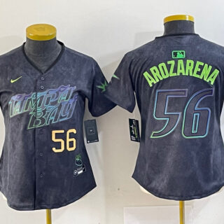 Women Tampa Bay Rays #56 Randy Arozarena Charcoal 2024 City Connect Limited Stitched Baseball Jersey