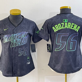 Women Tampa Bay Rays #56 Randy Arozarena Charcoal 2024 City Connect Limited Stitched Baseball Jersey