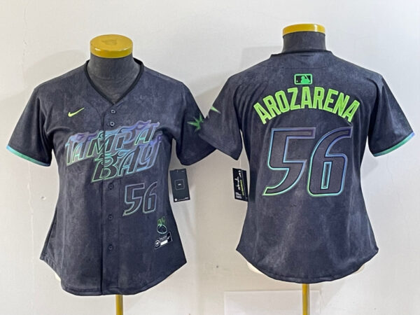 Women Tampa Bay Rays #56 Randy Arozarena Charcoal 2024 City Connect Limited Stitched Baseball Jersey