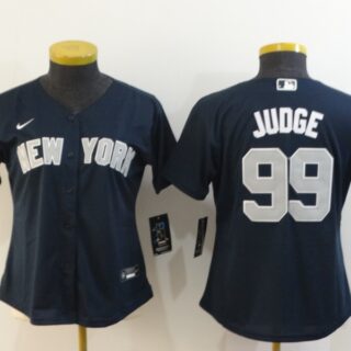 Women Yankees 99 Aaron Judge Navy Women 2020 Nike Cool Base Jersey