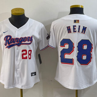 WomenTexas Rangers #28 Jonah Heim White Gold Cool Base Stitched Baseball Jersey