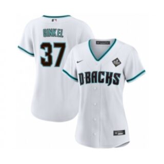 Women's Arizona Diamondbacks #37 Kevin Ginkel White 2023 World Series Stitched Baseball Jersey