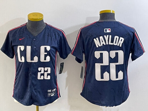 Women's Cleveland Guardians #22 Josh Naylor Navy 2024 City Connect Limited Stitched Jerseys