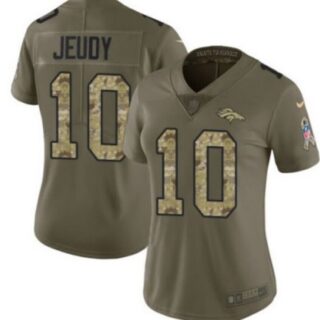 Women's Denver Broncos #10 Jerry Jeudy Olive Camo Stitched NFL Limited 2017 Salute To Service Jersey