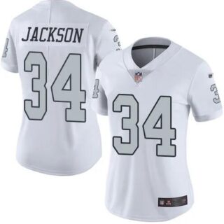 Women's Las Vegas Raiders #34 Bo Jackson Vapor Limited Color Rush White Jersey