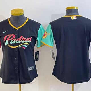 Women's San Diego Padres Blank Black City Connect Stitched Baseball Jersey