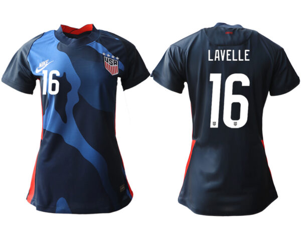 Women's USA #16 Lavelle Away Jersey