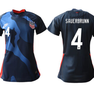 Women's USA #4 Saurbrunn Away Jersey