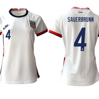 Women's USA #4 Saurbrunn Home Jersey