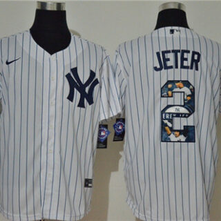 Yankees 2 Derek Jeter White Nike Cool Base Player Jersey