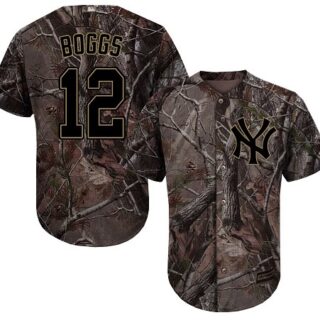 Yankees #12 Wade Boggs Camo Realtree Collection Cool Base Stitched Baseball Jersey