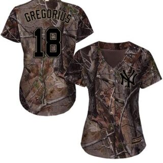 Yankees #18 Didi Gregorius Camo Realtree Collection Cool Base Women's Stitched Baseball Jersey