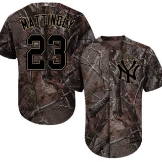 Yankees #23 Don Mattingly Camo Realtree Collection Cool Base Stitched Youth Baseball Jersey