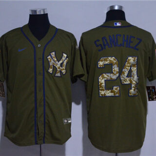 Yankees 24 Gary Sanchez Olive 2020 Nike Cool Base Jersey